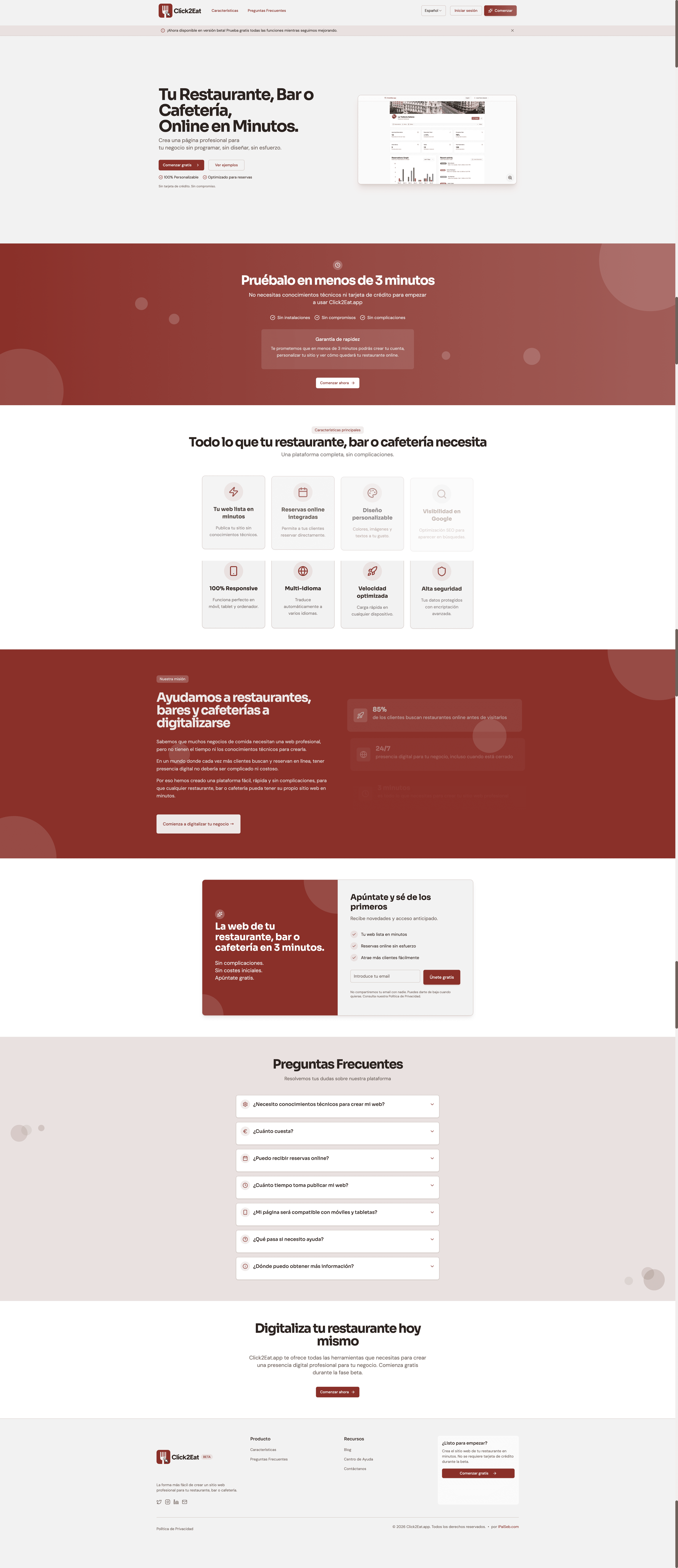 Captura web de Click2Eat