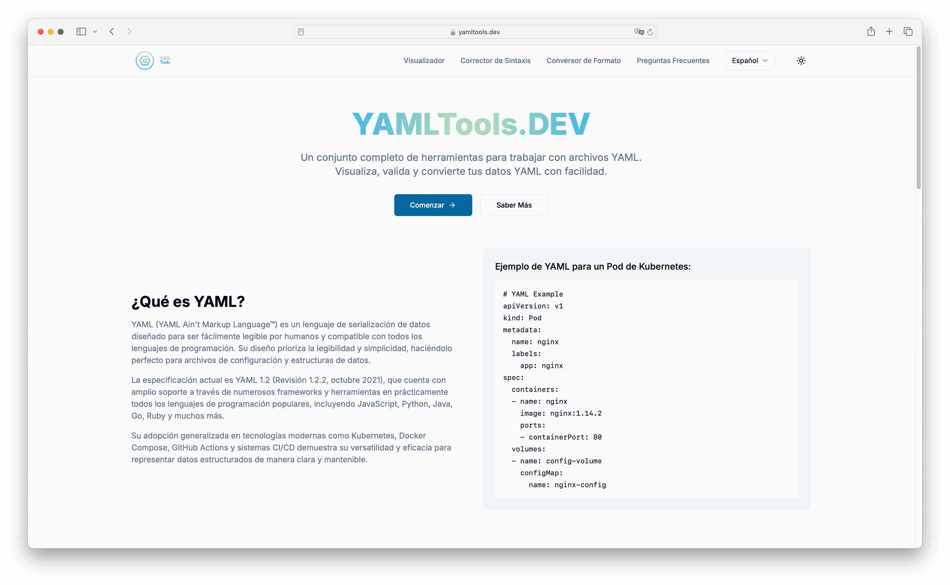 Captura de pantalla de YAMLTools